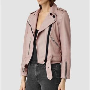 All Saints Pink Lamb Leather Jacket
